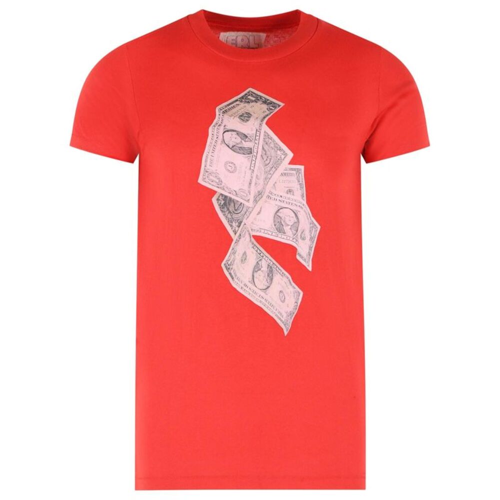 Erl 'Money' Red Cotton Blend T-Shirt Men